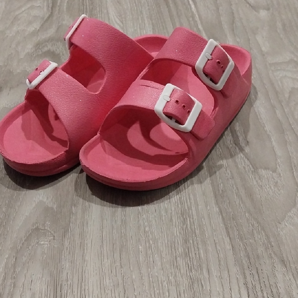 Girls Kids Pink Sparkle Slides Sandals Size 12/13